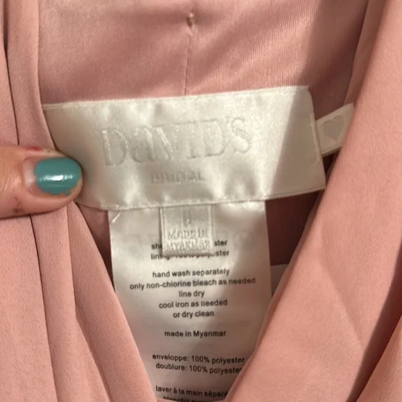 Davids bridal georgette wrap bridesmaid dress in ballet - Picture 2 of 8